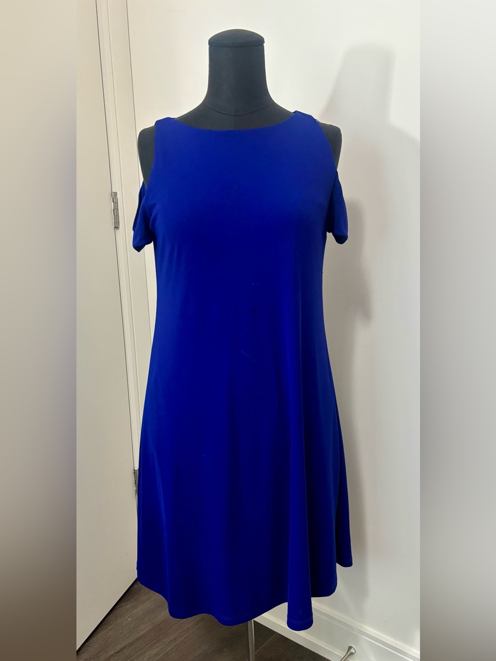 Ralph Lauren Cold Shoulder Royal Blue Cocktail A-Line Dress
